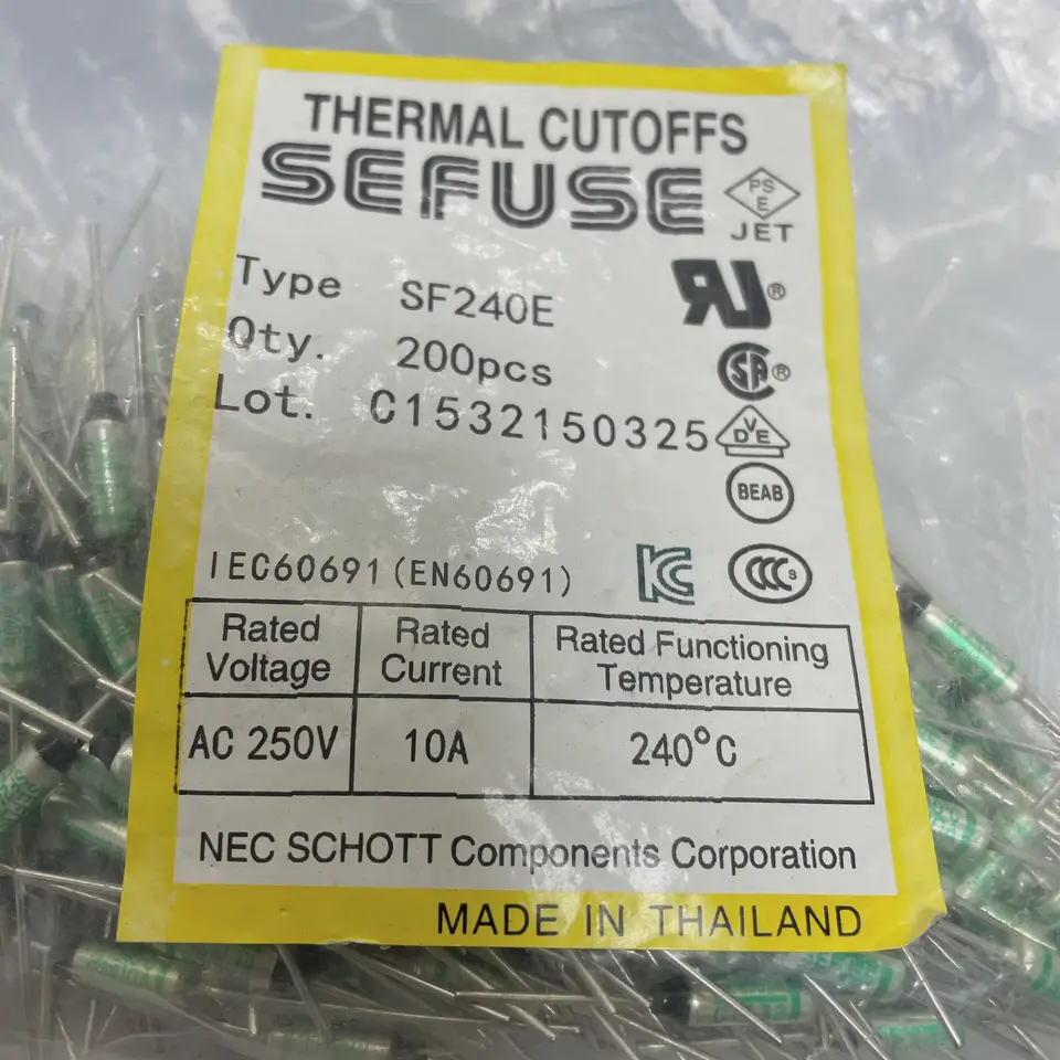 NEC SF240E Thermal Cutoff Fuse – 240°C, 10A, 250V – Replacement SEFUSE (Pack Of 5)