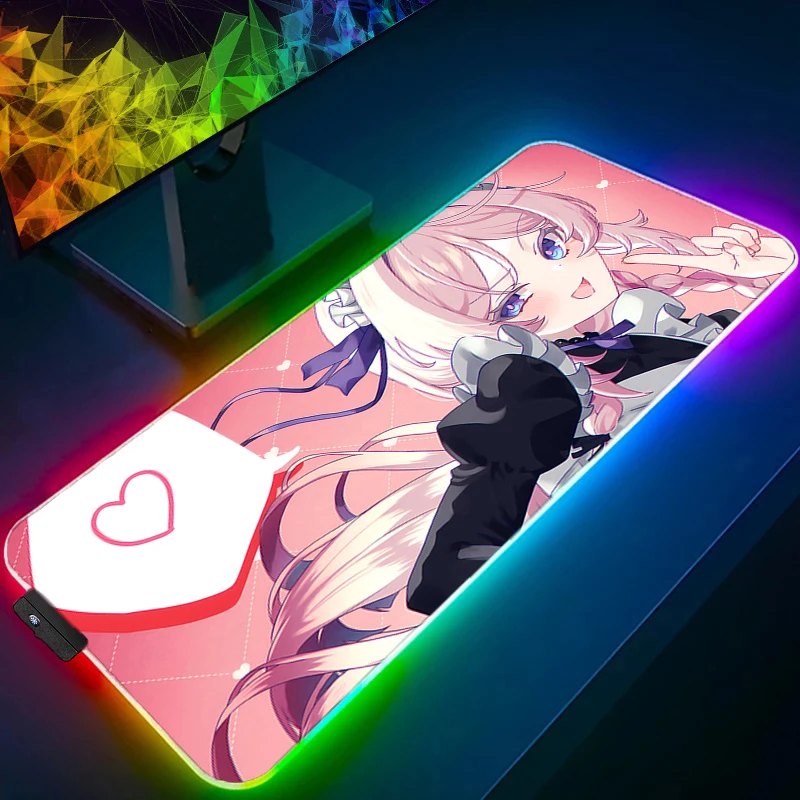 

Anime Gaming Speed Mouse Pad Gamer Mouse Mat LED PC Kawaii Keyboard Pad Genshin Impact Citlali Mousepad RGB Computer Desktop Mat