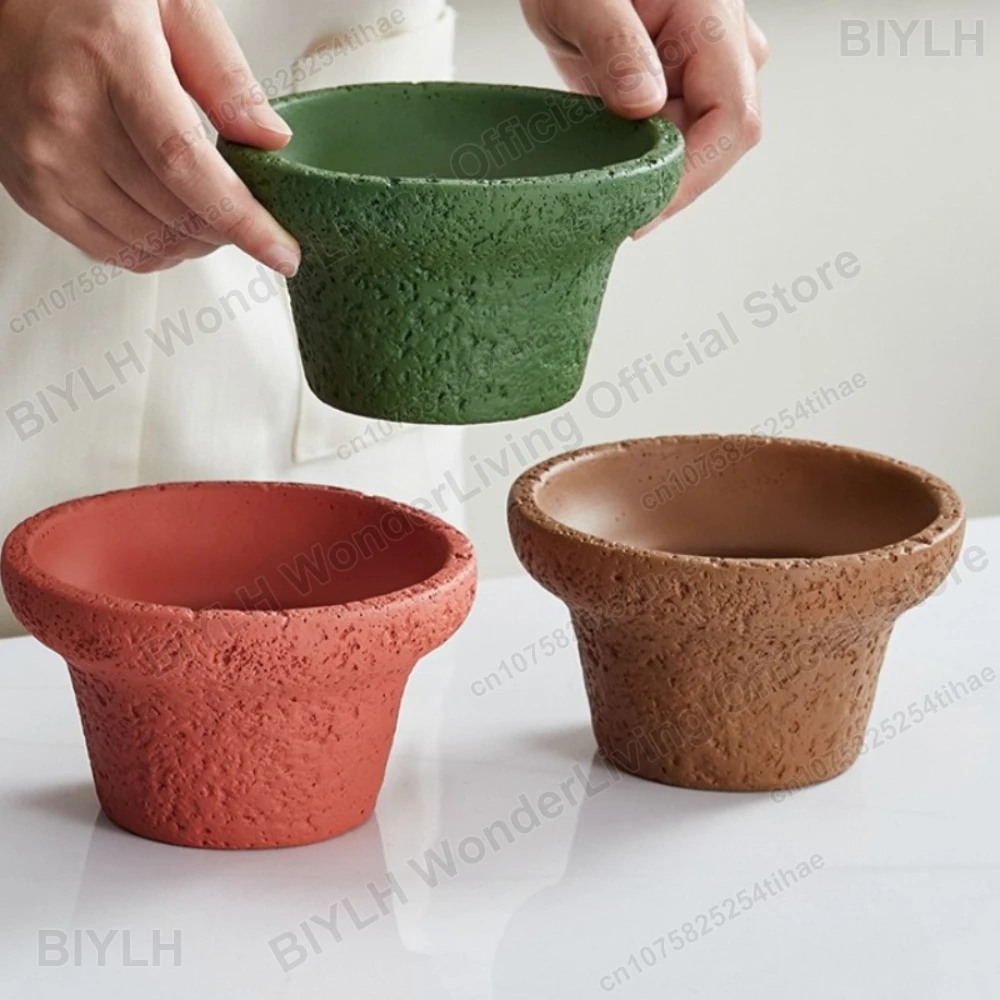 Tiny Cement FlowerPot Nordic Ins Simple Plant Potted Wabi-sabi  Home Decoration Indoor Succulent Potted Green Plant Flowerpot