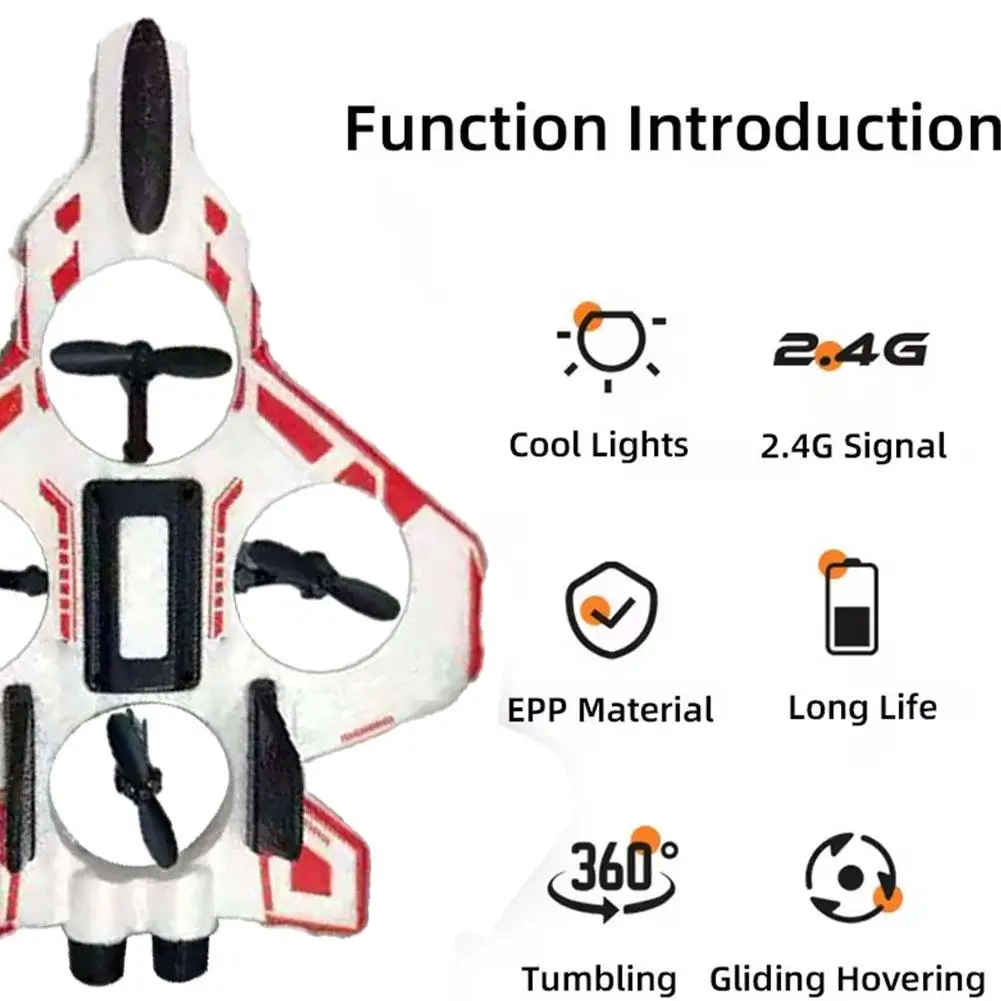 2.4G Remote Control Fighter Electric Foam Glider Stunt Tumbling UAV Hovering Helicopter With LED Colorful Lights Aircraft Model