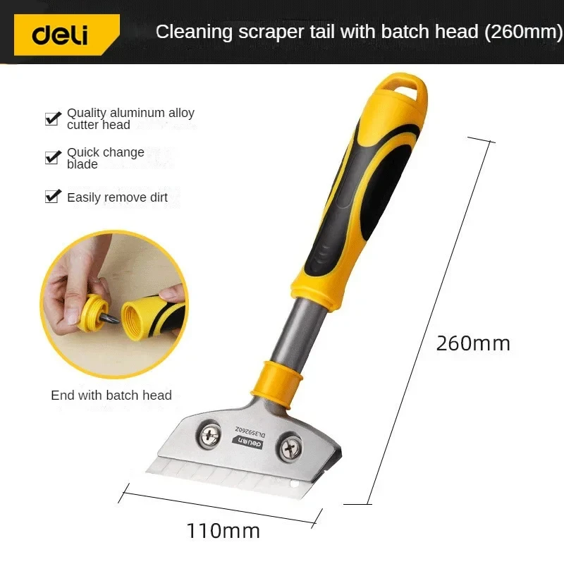 Deli Cleaning Shovel Cutter Portable Cleaning Knife Glass Floor Tiles Scraper Blade Seam Removal Household Kitchen Hand Tool