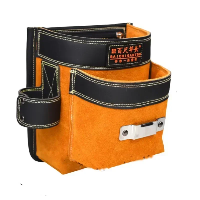 New Waist Bag Woodworking Nail Cowhide Special Wear-resistant Tool Waterproof Construction Sites Multi-functional Waist Men\'s