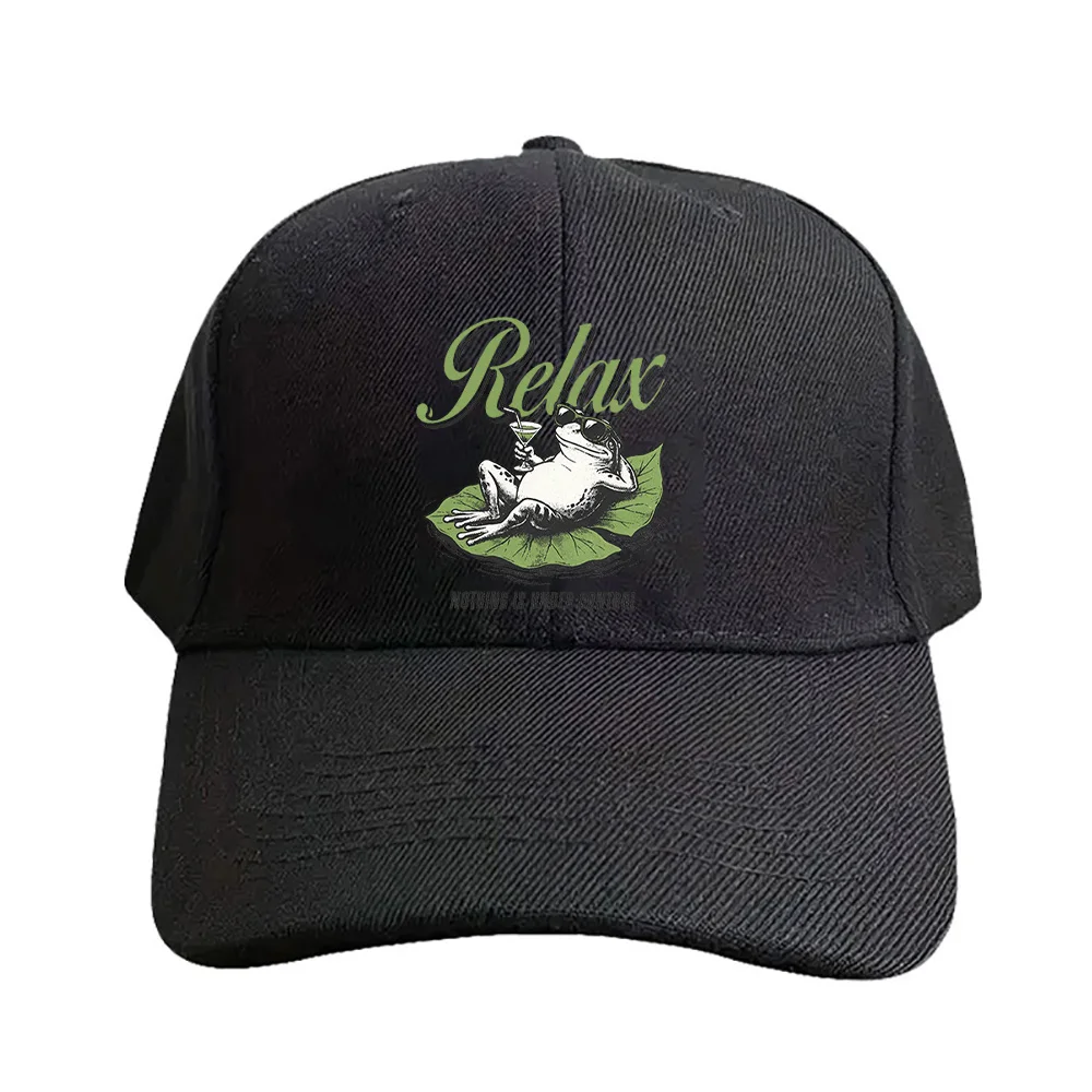 Humorous frog Relax nothing is under control Woman Man Summer Baseball Cap Adjustable with Curved Brim Protection Sun Hats