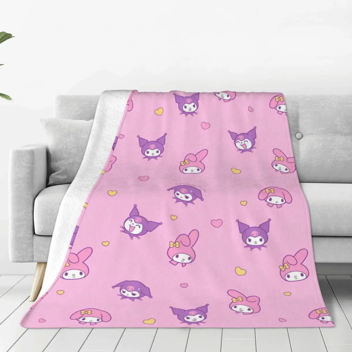 My Melody Blanket Sanrio Picnic Flannel Throw Blanket For Living Room Warm Soft Custom DIY Quality Bedspread Birthday Present