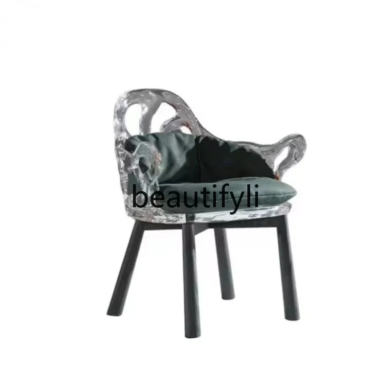 Transparent Lounge Chair High-grade Armrest Resin Glacier Chair