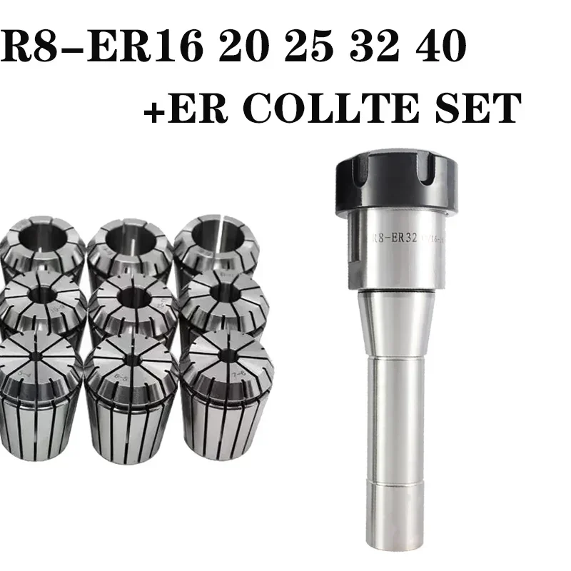 R8 ER16 ER20 ER25 ER32 ER40 Tool Holder ER16 ER20 25 Chuck Set R8 (M12) Taper Shank Milling Cutter Chuck Lathe Parts R8(7-16) ER