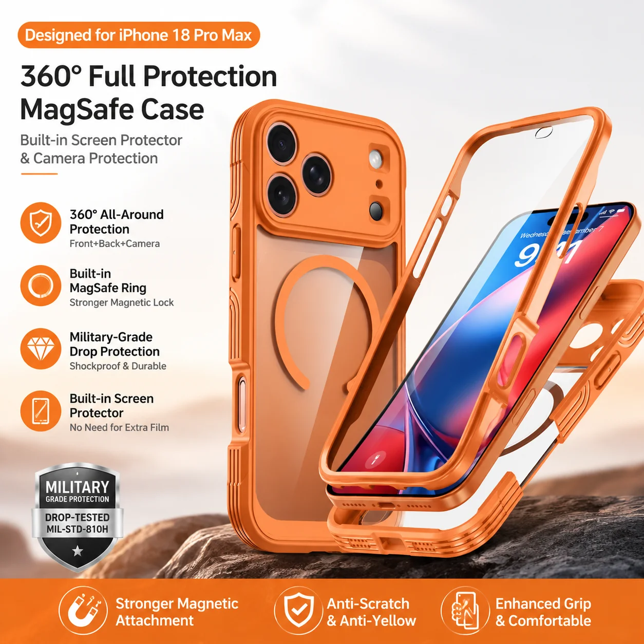 Transparente, dreifach schützende, stoßfeste Schutzhülle für iPhone 18 Pro Max iPhone 17 PRO MAX - Stoßfeste Schutzhülle – Detail 7
