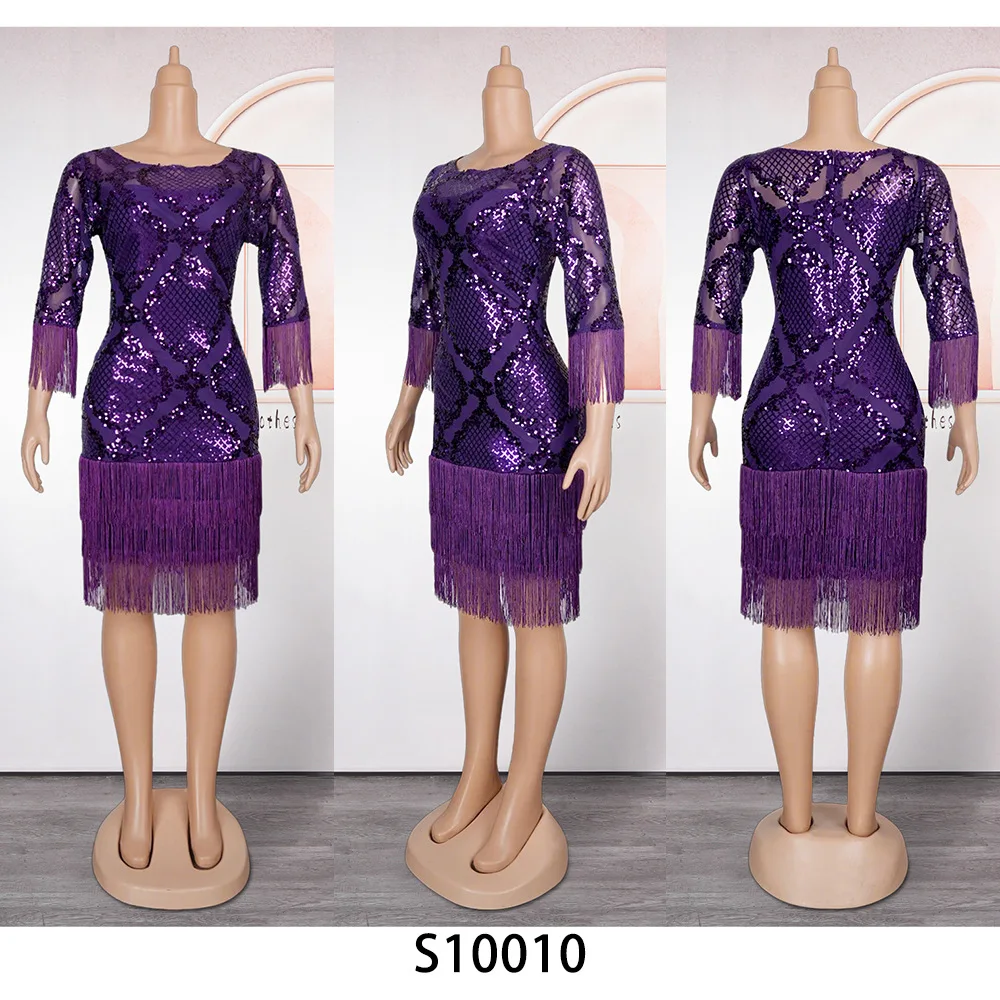 فستان ضيق مزين بالترتر فساتين أفريقية للنساء فستان أنيق للحفلات الصلبة ملابس أفريقيا فساتين لربيع وصيف 2025