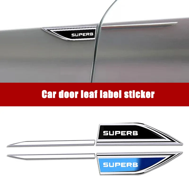 

Car Door Side Fender Blade Decal Sticker 3D Metal Car Body Protective Sticker For Skoda 2009-2018 MK2 MK3 SUPERB