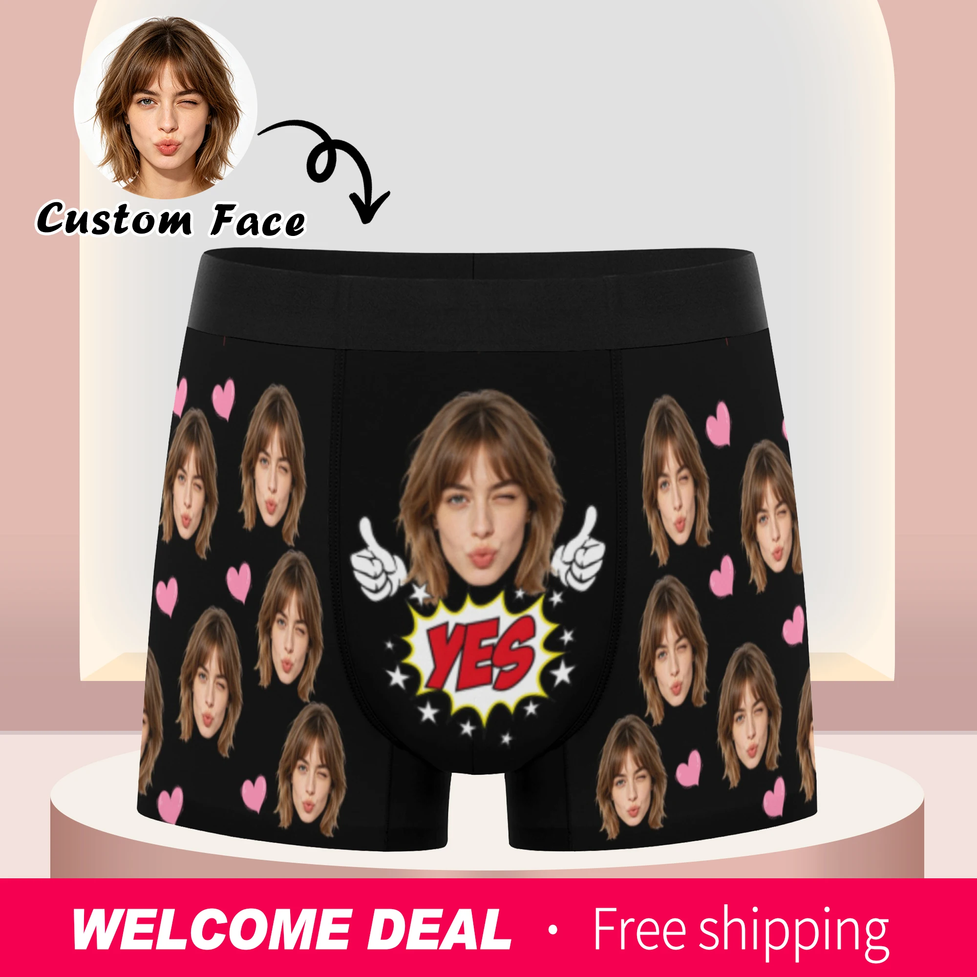 Personalized facial photo customization flat underwear customization men's Valentine's Day gift for husband gift for father