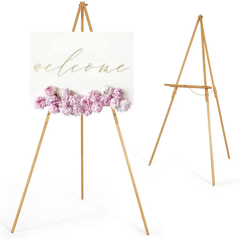 customized.Wooden Tripod Display Easel Stand Wooden A-Frame Tripod Studio Artist Floor Easel Wedding Sign, Poster, Canvas, S