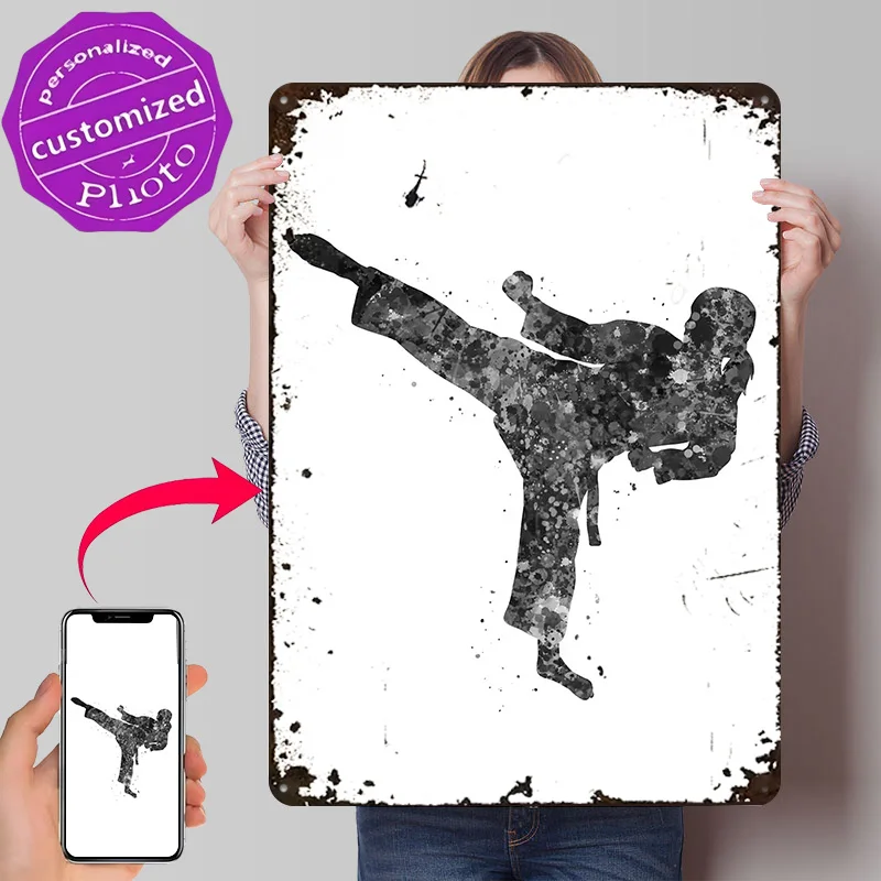 Taekwondo Girl Kick Metal Poster Perfect Gift for Fans Lovers Personalized Wall Art Metal Sign for Home Decor Accessories House