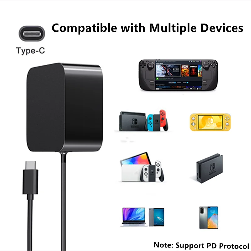 오리지널 파워 뱅크 스팀 데크 콘솔용 고속 충전, 접이식 USB C 타입, 노트북 휴대폰용 고속 충전