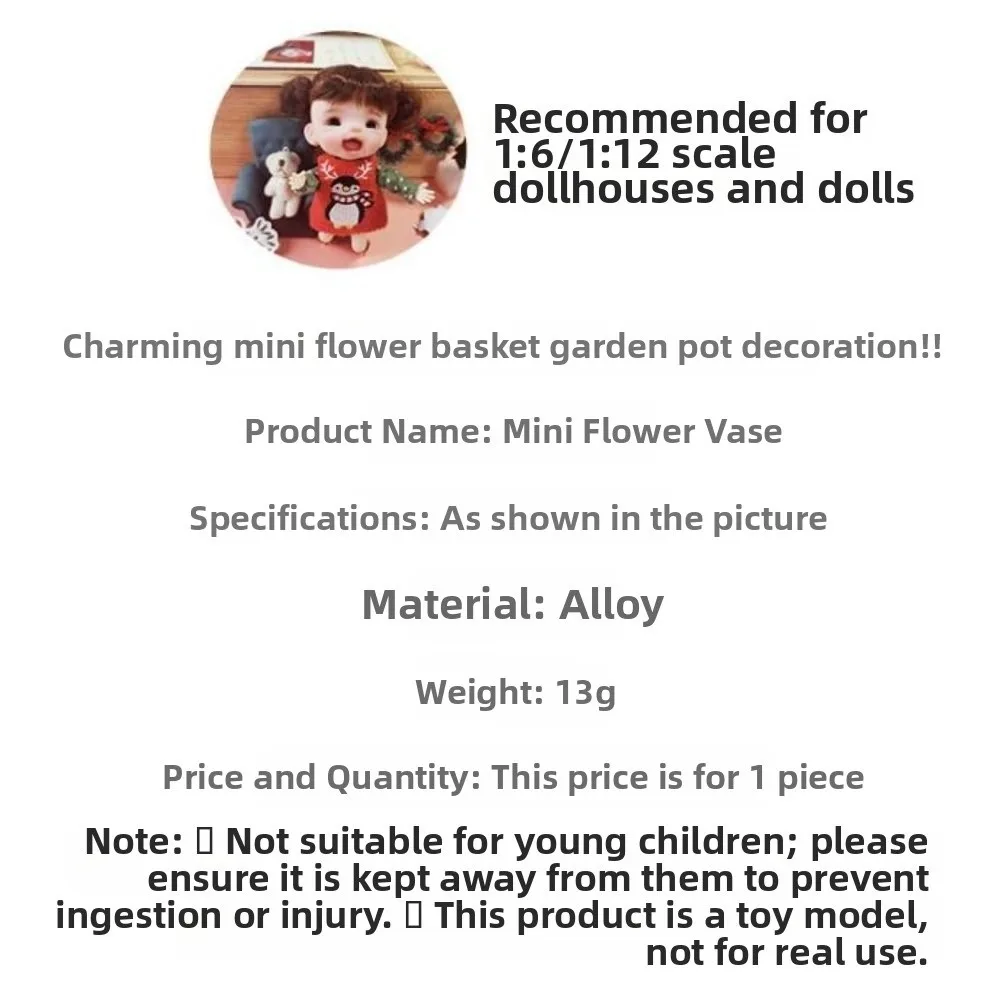 New Metal 1:12 Dollhouse Basket Multicolors Construction Props Shopping Basket 41*18*39mm Flower Bucket Basket