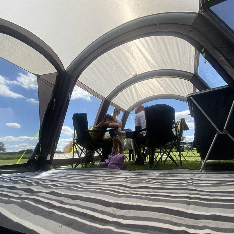 Double-Layer Camping Tent, Anti Storm, Chuva, abertura rápida tenda inflável, jantar ao ar livre, Tenda Túnel Família, 6-8 Pessoa