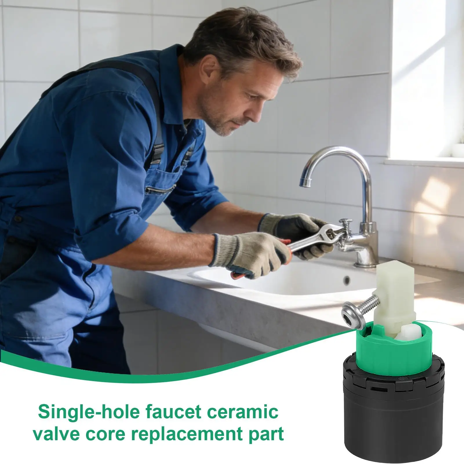 Faucet Cartridge 2 Inch Single Handle Ceramic Disc Valve Stem Replacement Parts Drip Repair Kit for Kitchen Sink Mixer Tap