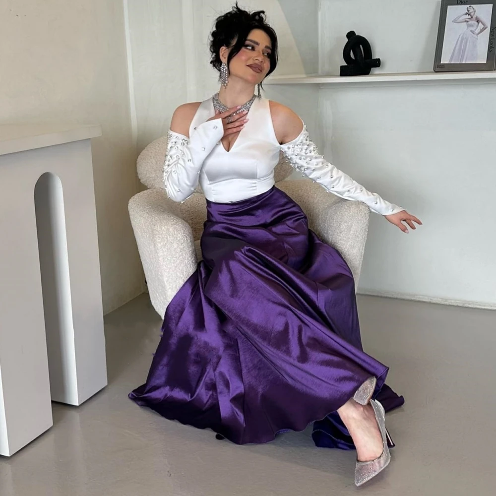 Vestido de cetim com strass, A Linha V-Neck, Quinceanera Midi, Arábia Saudita Vestidos, Ocasião sob medida