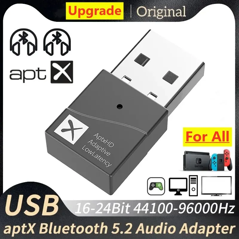 Bluetooth 5.2 Transmitter 5.0 APTX HD LL Low Latency Adaptive USB Wireless Audio Adapter Handsfree Call For PS4 Notebook PC TV