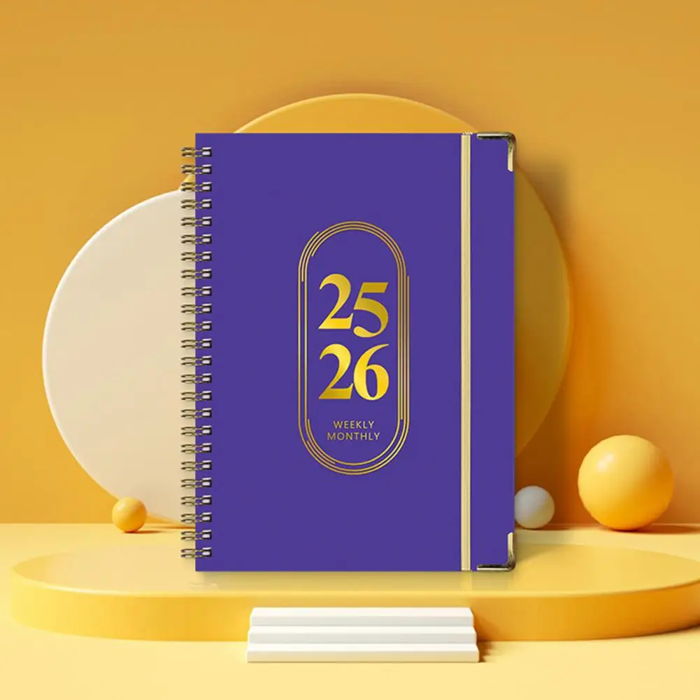 Блокнот-планировщик 2024, органайзер для концов жизни, 2025-2026, спиральный планировщик, книга с наклейками, эластичная для офиса