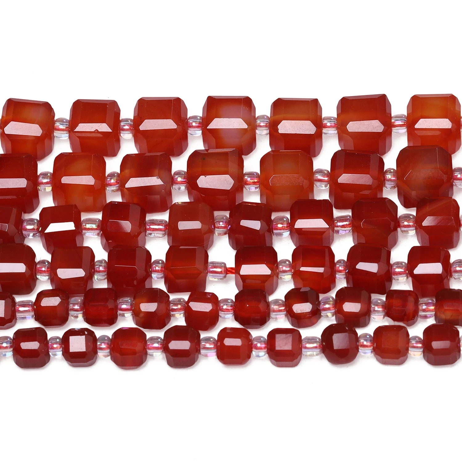5,5-10mm A+ Facettierte Würfel Naturstein Rote Karneol-Perlen Quadratische Abstandsperlen für Schmuckherstellung DIY Armbänder Zubehör – Detail 4