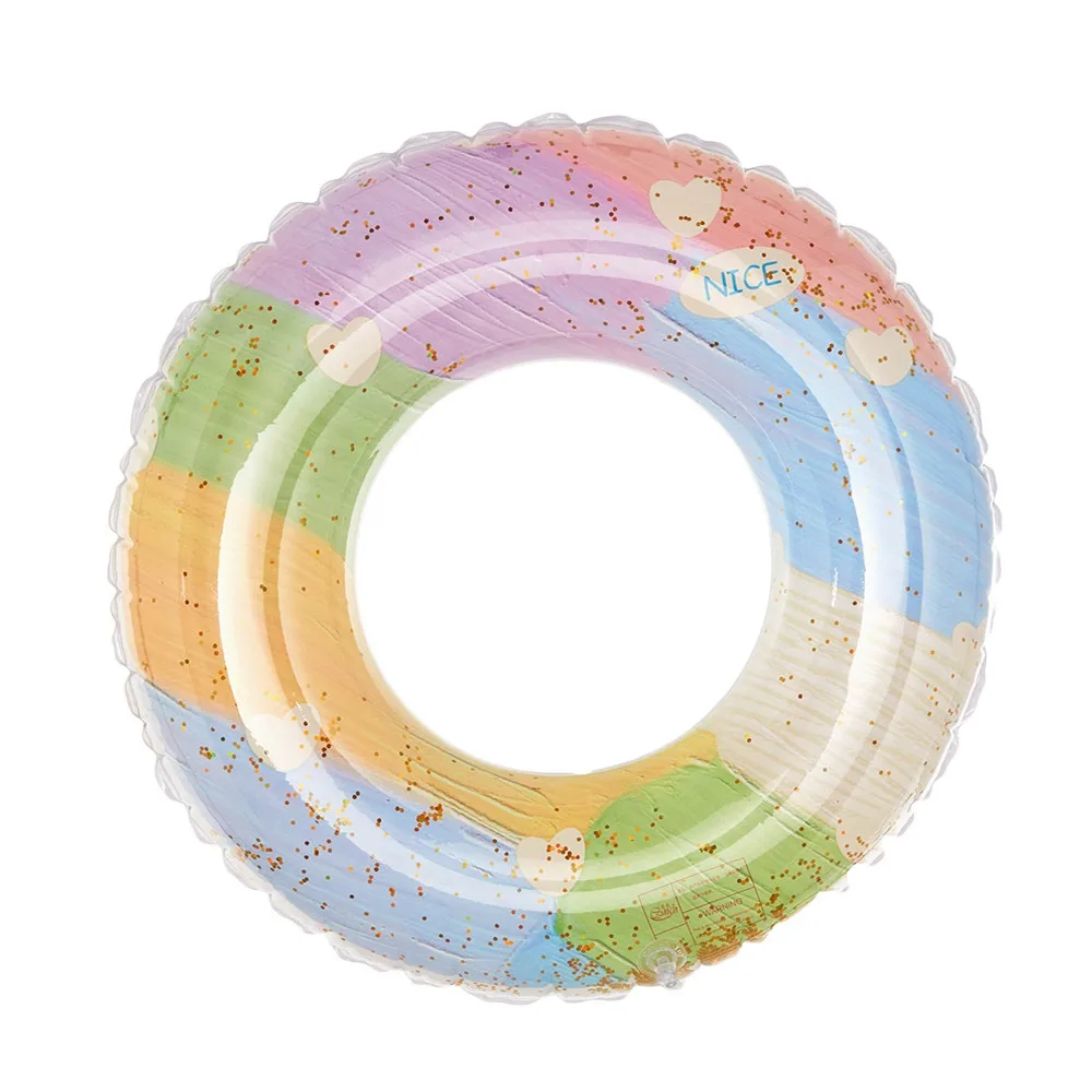 Creative Sequin Summer Swimming Ring Thickened PVC Cartoon Inflatable Swim Circle Safety Float Circle Cute Beach Pool Toys
