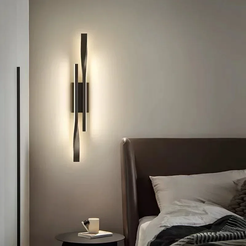 Long strip wall lamp light luxury creative room bedroom bedside lamp simple modern Nordic living room TV wall lamp