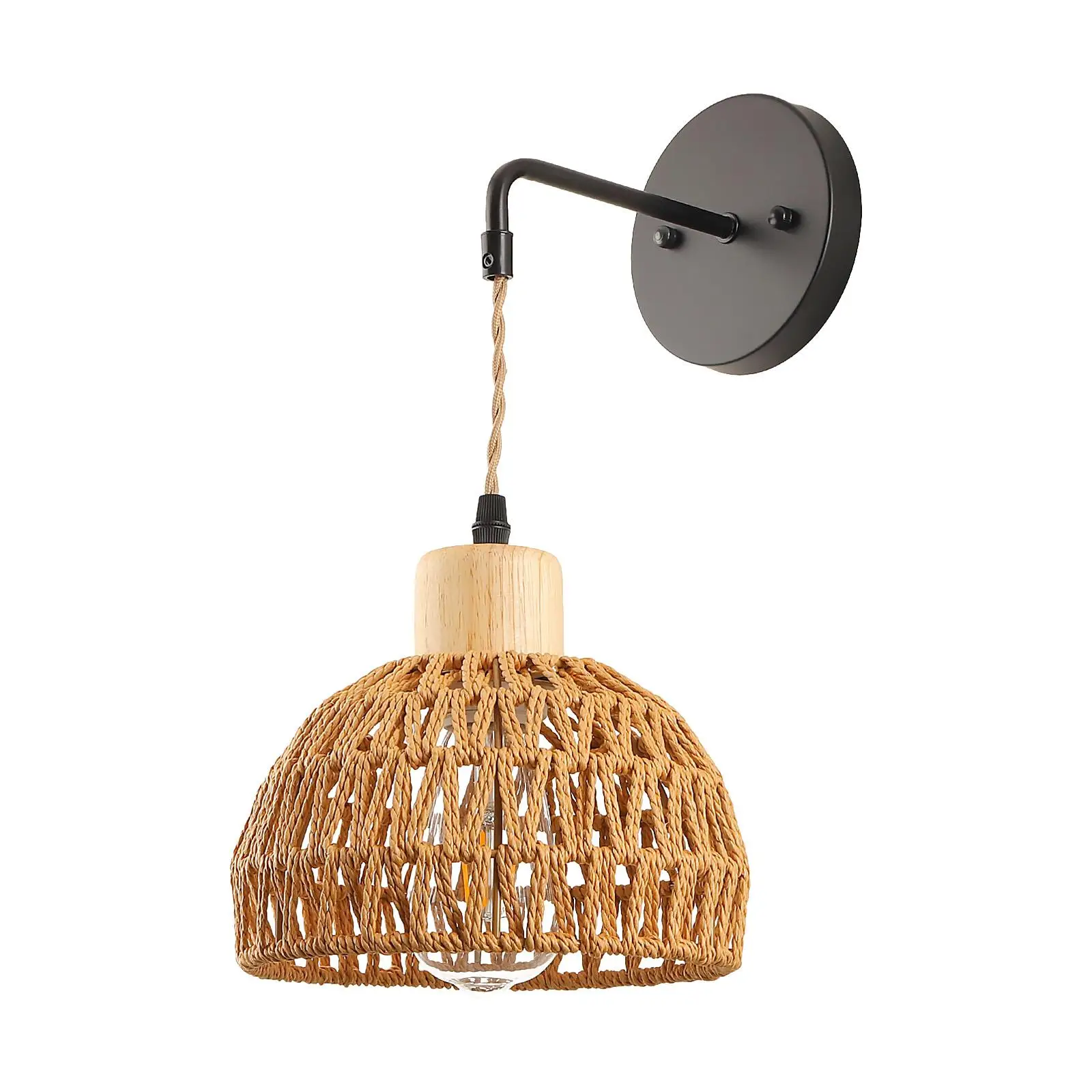 Imagem -04 - Rustic Hand-woven Wall Light Wall Sconce para Quarto Entrada e Restaurante