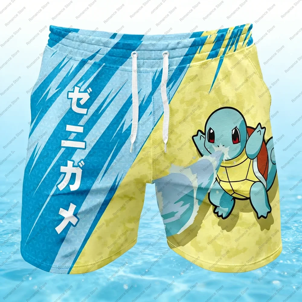 

Anime Pokemon Snorlax Squirtle Shorts Men Casual Summer Beachwear 3D Print Gym Athletic Workout Women's Shorts with Pockets