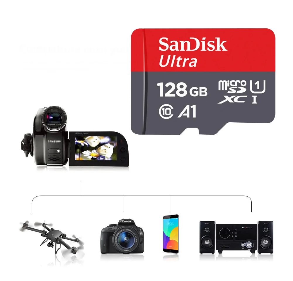 Sandisk-cartão de memória micro sd, classe 10, 16gb, 32gb, 64gb, 128gb, 512gb, 256gb, ultra a1, sdhc/sdxc, uhs-i, 98 gb/s, 150 gb/s