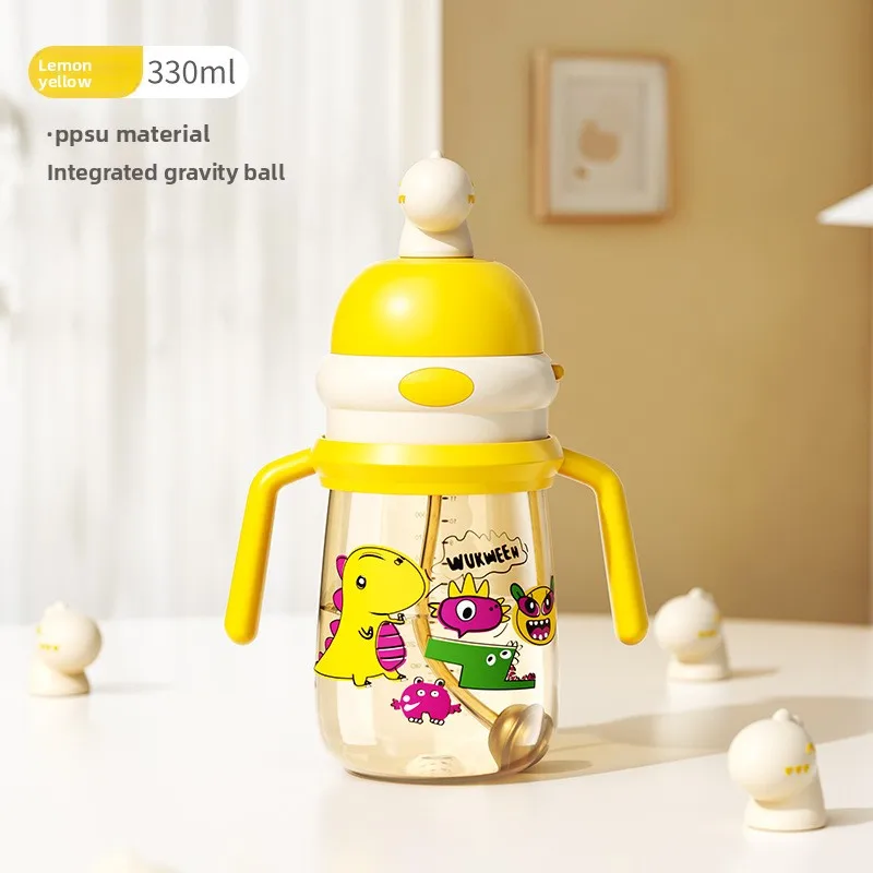 For 1-3Y Anti Choking Baby Bottle PPSU Safe Material Water Cup 240ML Baby Straight Straw Learning Drink Cup Kids Water Bottles