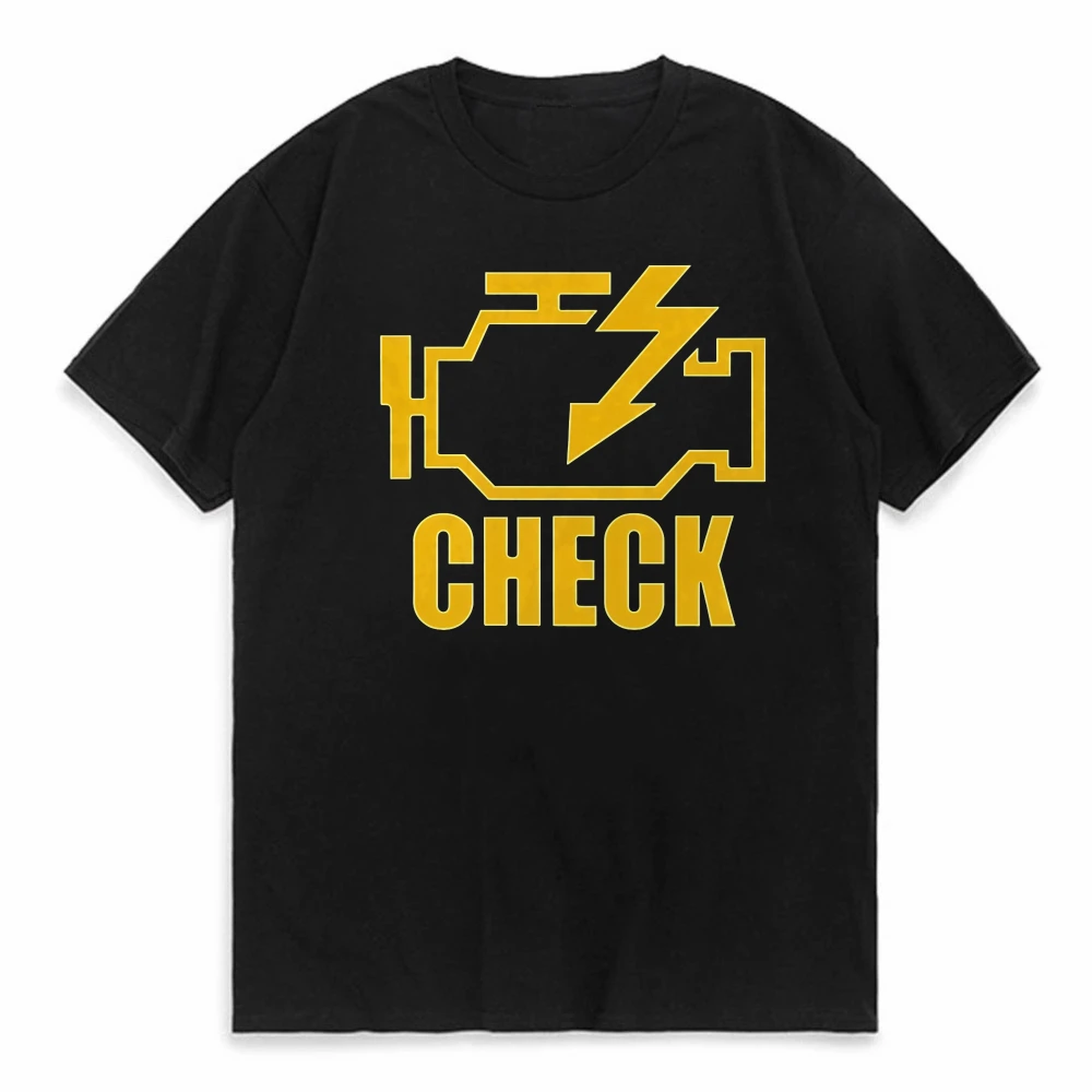 

Mechanic Auto Repair Check Engine Light Print Summer Tees Men T-shirt Hip Hop Short Sleeve Harajuku Tshirt fashion O-Neck tshirt