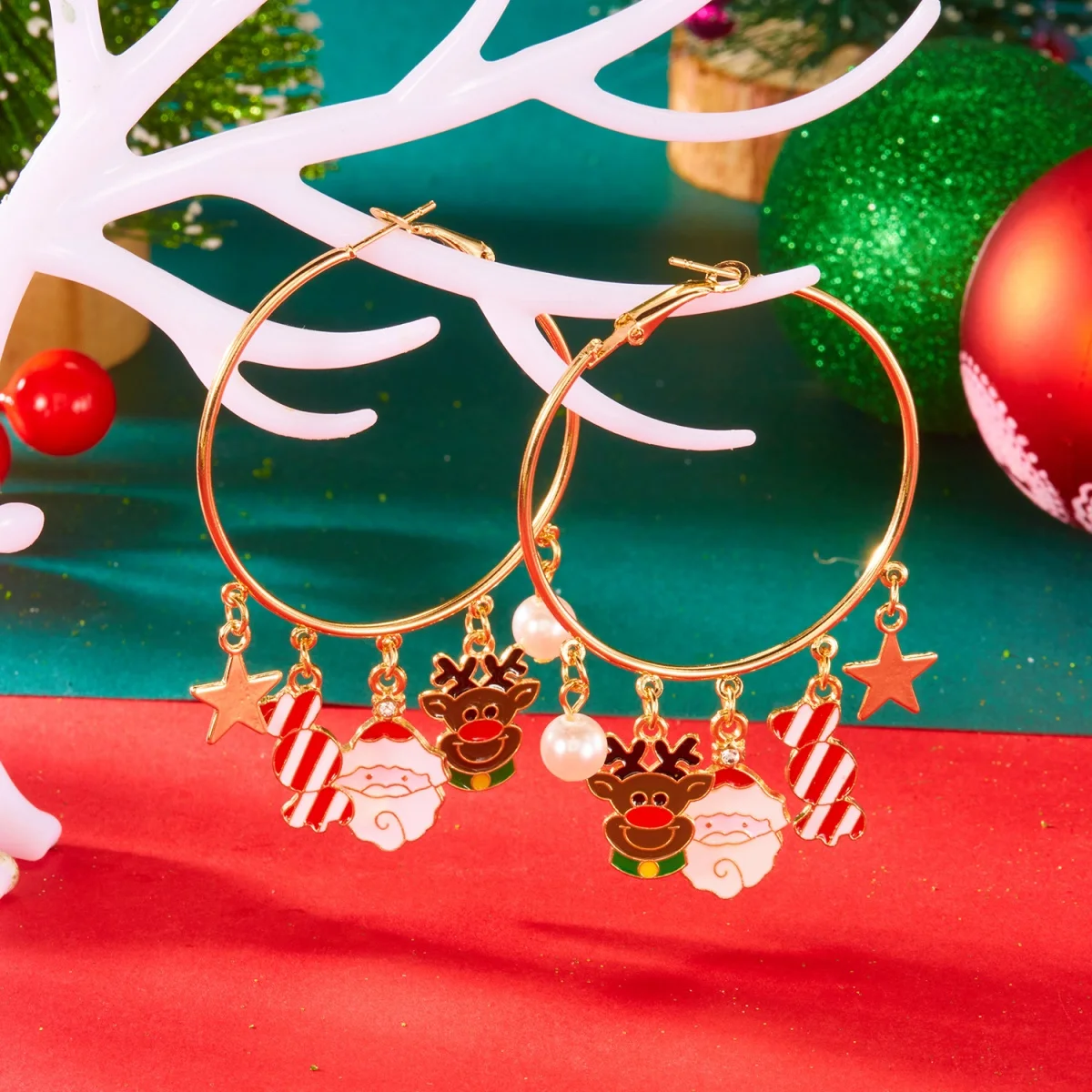 Weihnachten Ohrringe Lebkuchen Weihnachtsbaum Süßigkeiten Stern Schneemann Weihnachtsmann Rentier Creolen Urlaub Schmuck Geschenk für Frauen Männer
