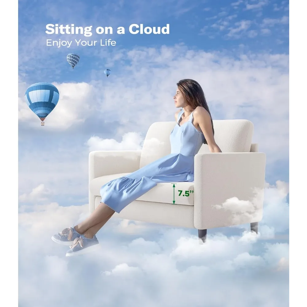 أريكة Loveseat مريحة ومدمجة للمساحات الصغيرة، أريكة خشبية سهلة التجميع لغرفة النوم، مثالية للمعيشة المريحة #6