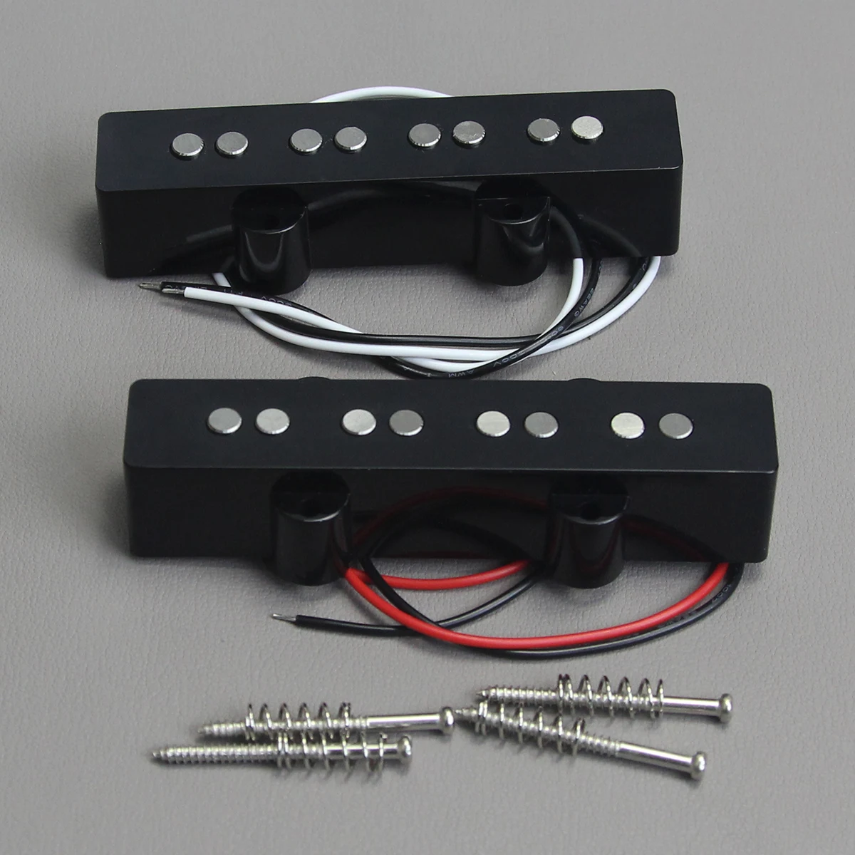 FLEOR Set aus Vintage Alnico 5 JB Bass Pickup Open Style Bridge Neck Pickup Set Schwarz ABS Spule