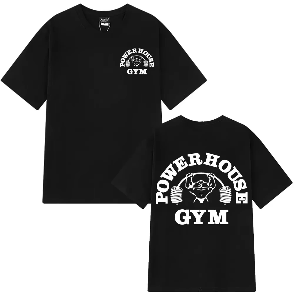 Powerhouse Gym Logo Grafik-T-Shirts für Männer und Frauen Olympia Fitness Kurzarm-T-Shirts Sommer Reine Baumwolle Vintage Herren-T-Shirt Tops