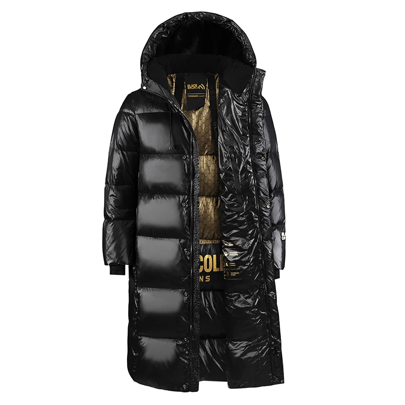 Light Luxury Long Bright Down Jacket Men's Winter K-Pop Large Size 3xl Warm Puffer Coat 2024 Women Black White Duck Down Parka