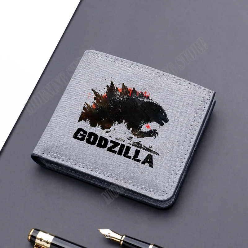 ก๊อดซิลล่าอนิเมะกระเป๋าสตางค์แบบพับได้แฟชั่นผู้ใหญ่พิมพ์ลาย dompet koin กระเป๋าเก็บบัตรเด็กผู้ชายกระเป๋าเงินเรียบง่ายลำลองการ์ตูนของขวัญ