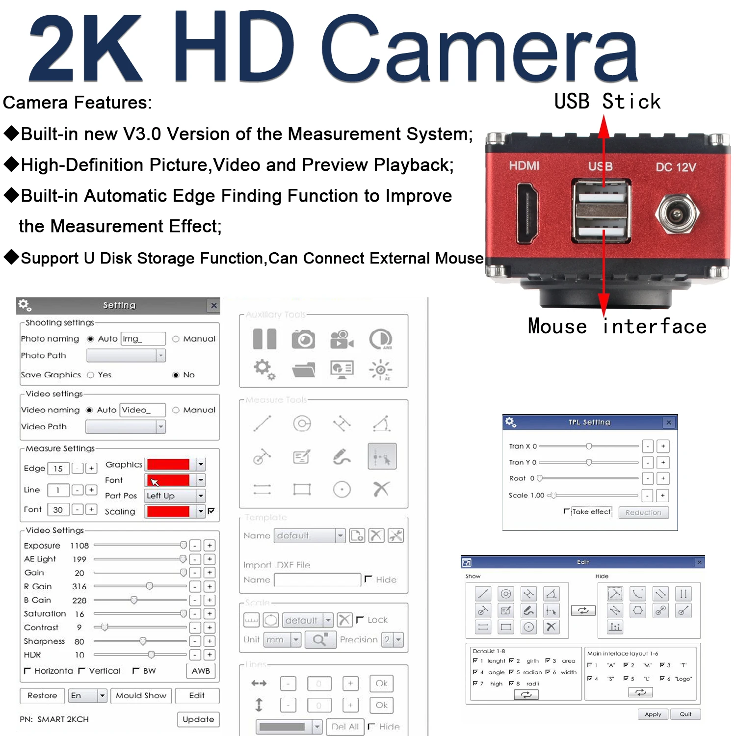 KOPPACE 3.5X-180X قياس Micromirror 2K HD دعم التصوير لالتقاط الصور ومقاطع الفيديو