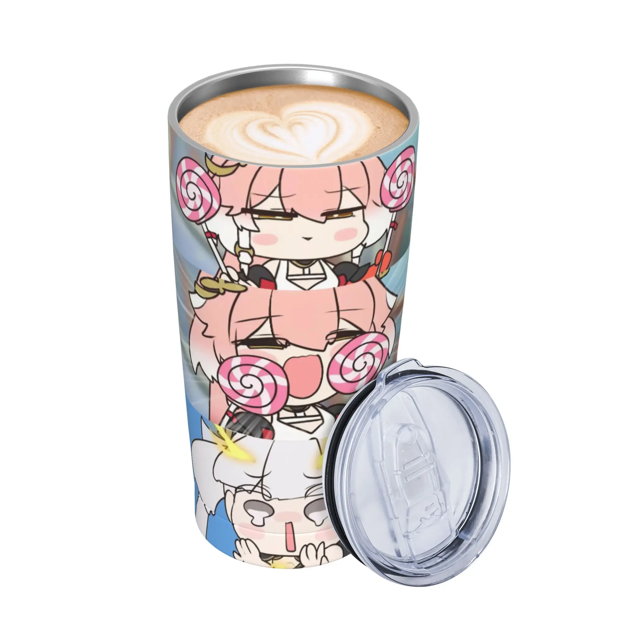 Trickcal C-Chibi Go Games Insulated Tumbler with Lid  Stainless Steel Coffee Mugs Outdoor Travel Car Bottle Cup 20oz