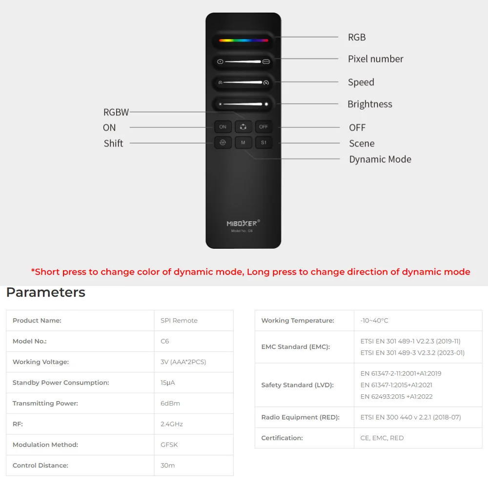 2.4G RF RGB/RGBW/Single color SPI LED Controller DC5-24V WS2811 WS2812B WS2815 SK6812 LED Light Dimmer Wall Panel Remote Control