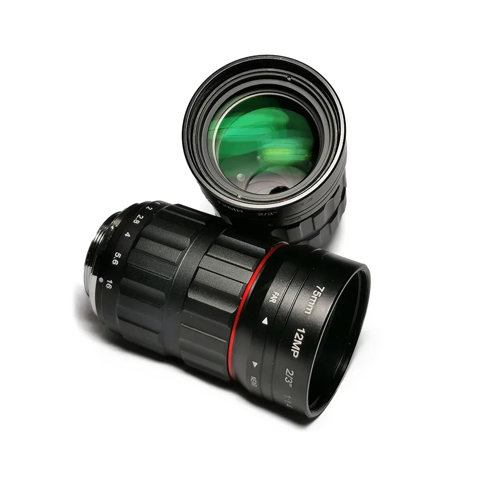 

New In stock 2/3" 75mm C Mount Lens 12MP High Resolution F2.4 Low Distortion Machine Vision Lens For Network Security Camera SL-