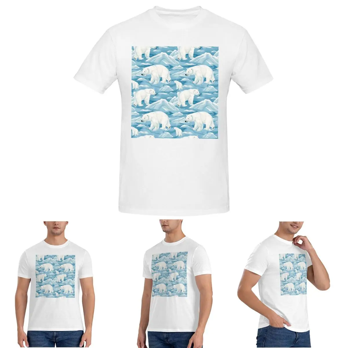 

Polar Bear Mother And Cub T-Shirt for Men Cotton Plus Size T Shirts Men's Short Sleeve O-Neck Summer Clothes Tops S-6XL