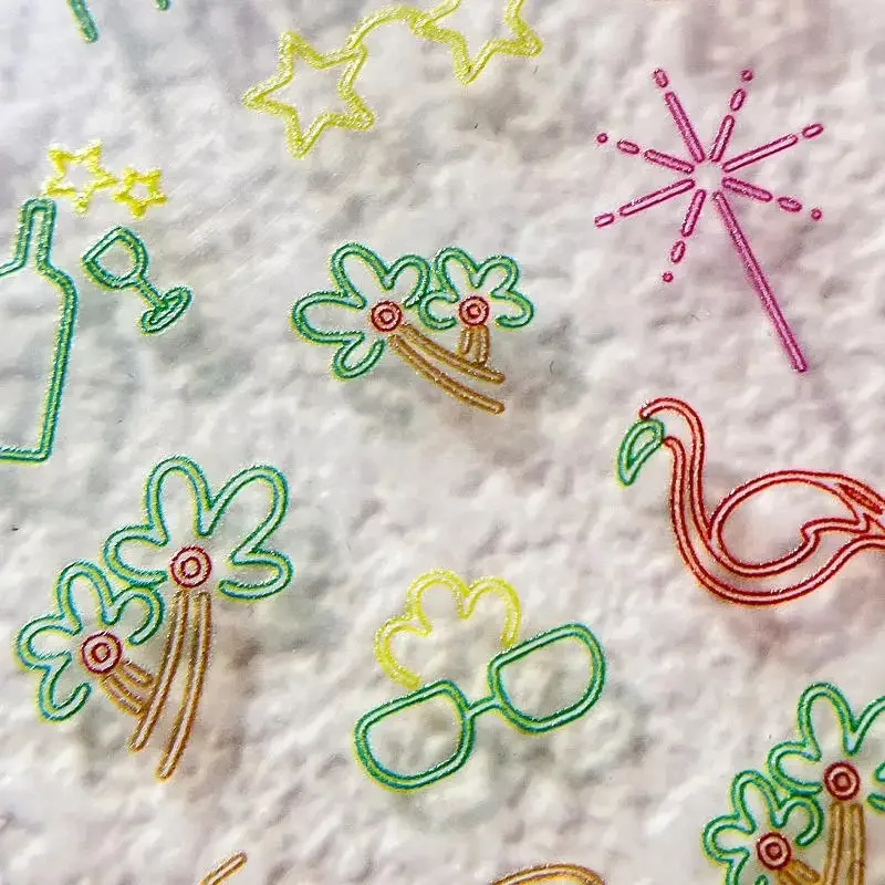 휴가 스타일 네일 스티커 릴리프 3D 네일 아플리케 접착 슬라이더 여름 네일 아트 액세서리 스티커 네일 장식