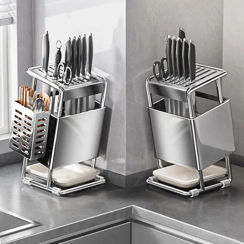 Stainless Steel Knife Holder Kitchen Storage Organizer Multifunctional Kitchen Knife Holder Knife Organizer Cutlery Organizer