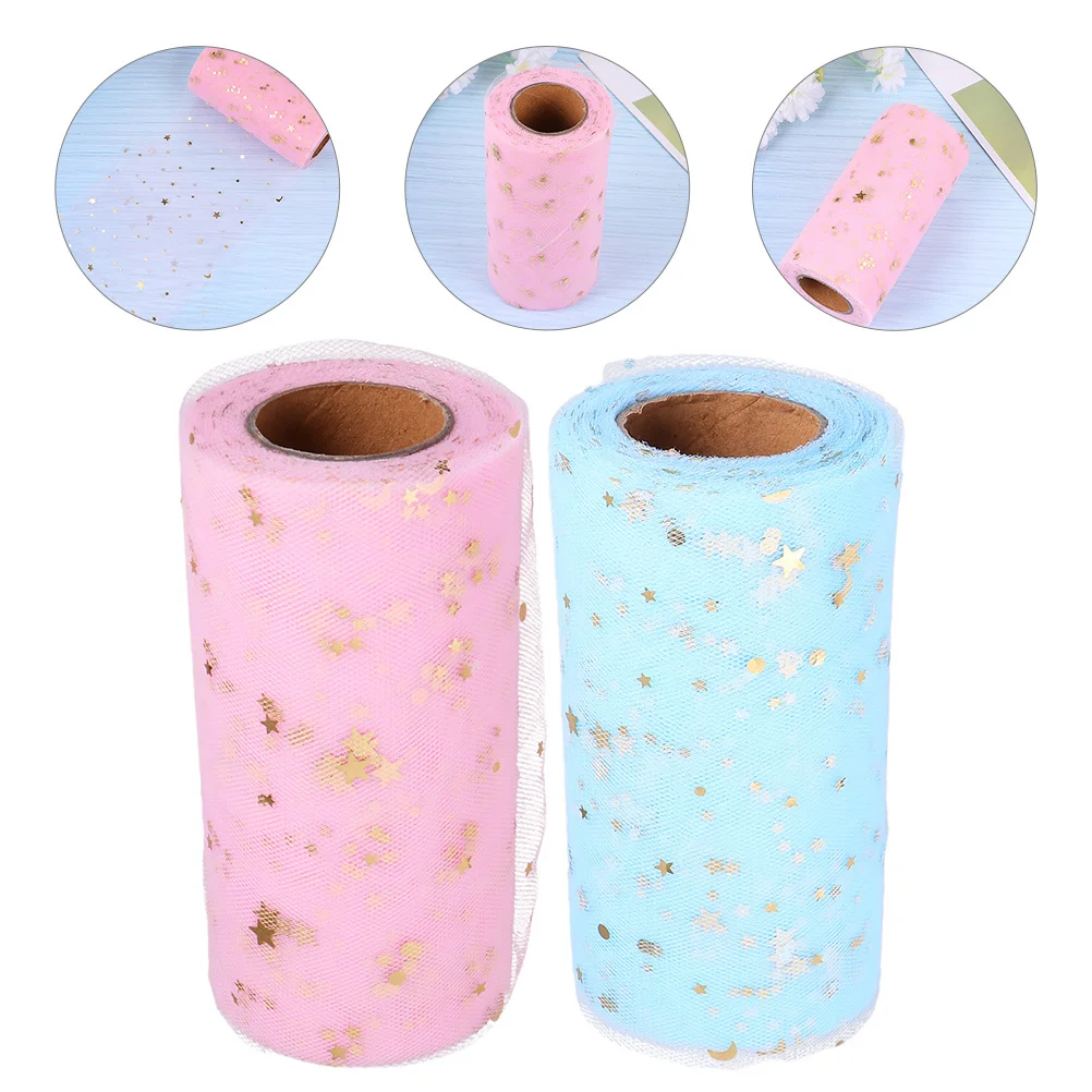

2Pcs Star Sequin Tulle Fabric Roll Polyester Wedding Skirt DIY Craft Decoration Supplies Tulle Fabric Wedding Decor