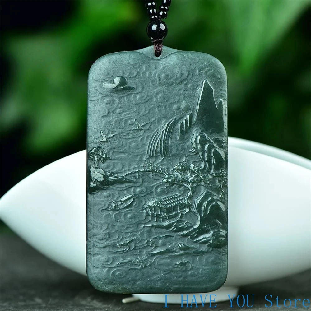 Natural Hetian Green Jade Double-sided Engraving Buddha Pendant Exquisite High-grade Buddhist Amulets Charm Fashion Fine Jewelry