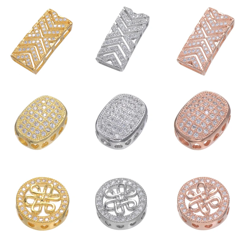 Juya Handmade Gold Silver Plated Decorative Copper Spacer Bars Charm Beads For DIY Needlework Beading Pearls Jewelry Making