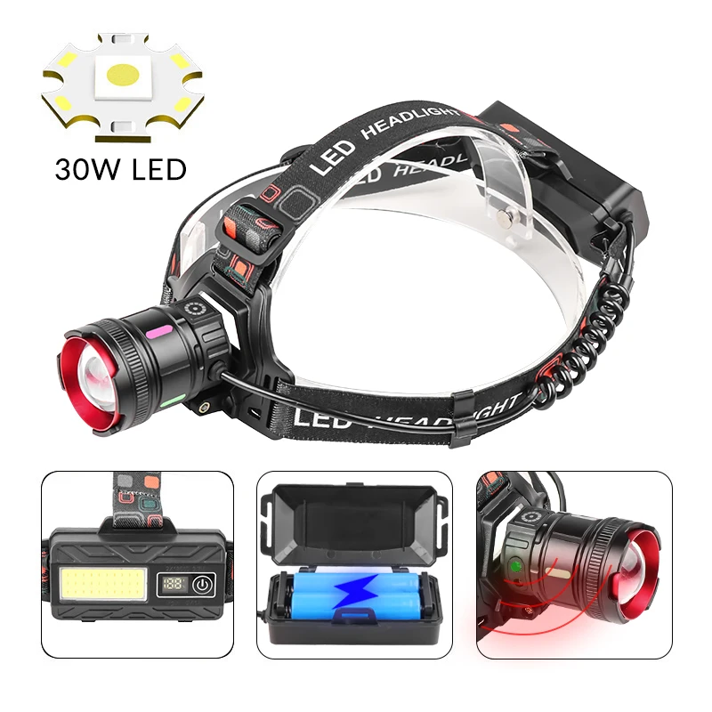 

2026 светодиодные налобные фонари USB C, перезаряжаемый налобный фонарь с датчиком движения, мощная фара дальнего действия, уличный фонарь для рыбалки и кемпинга