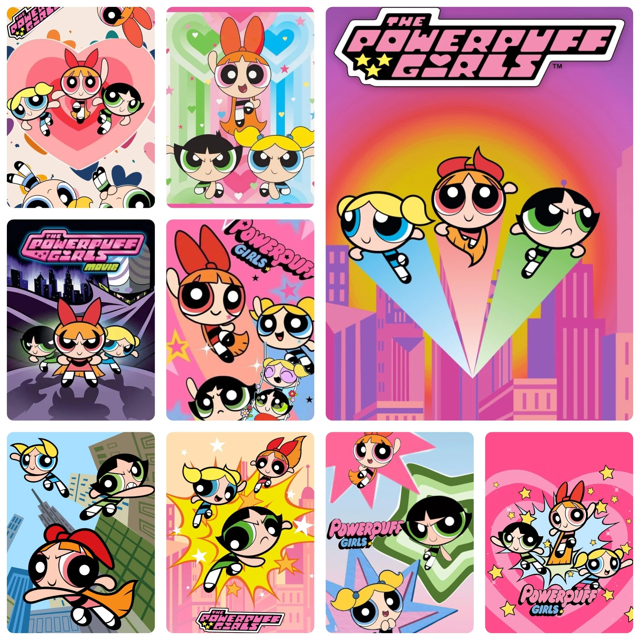 DIY-Diamantmalerei mit den Powerpuff Girls, fröhlicher, nostalgischer Zeichentrickfigur zur Wanddekoration im Wohnzimmer, ein exquisites Geschenk.