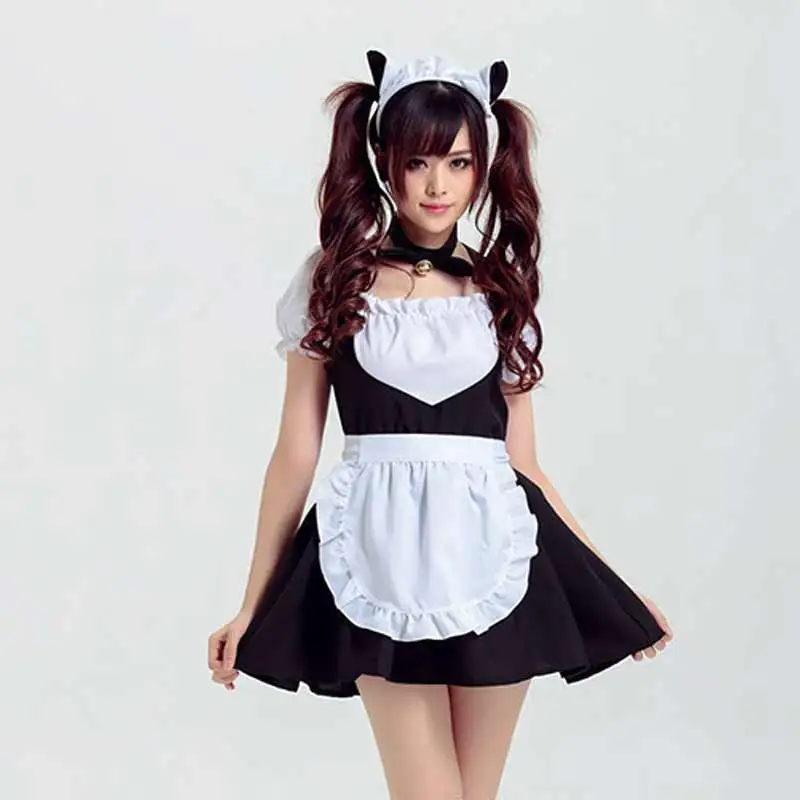 Robe de femme de chambre chat mignonne, robe de femme de chambre beauté fraîche et douce, Lolita japonaise, noir et blanc, votre petite robe de chat exclusive